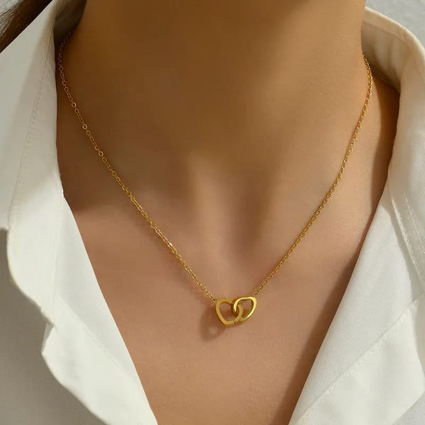 Double Heart Pendant Necklace